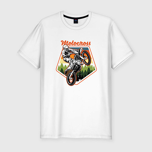 Мужская slim-футболка Motocross - Мотокросс / Белый – фото 1