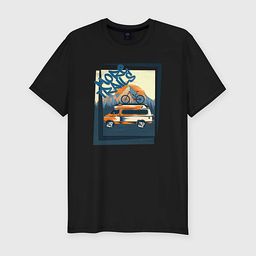 Мужская slim-футболка Больше трейлов / Черный – фото 1