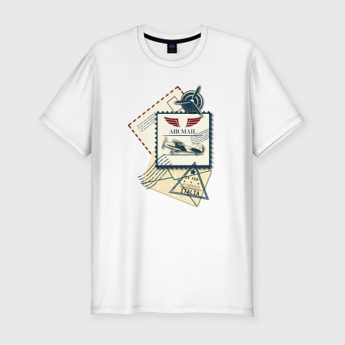 Мужская slim-футболка Авиапочта / Белый – фото 1