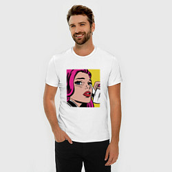 Футболка slim-fit Девушка в стиле ПОП Арт Girl Pop Art, цвет: белый — фото 2