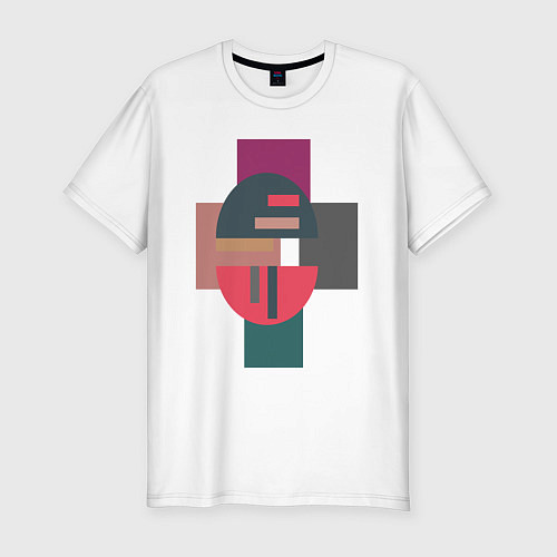 Мужская slim-футболка Абстракт геометрические цветные фигуры Abstraction / Белый – фото 1