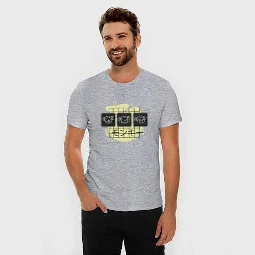 Мужская slim-футболка Три Обезьяны Сандзару / Меланж – фото 3
