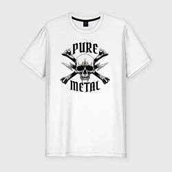 Мужская slim-футболка Heavy metal skullчистый металл