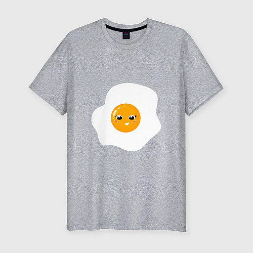 Мужская slim-футболка Веселая яичница глазунья, завтрак с улыбкой / Меланж – фото 1