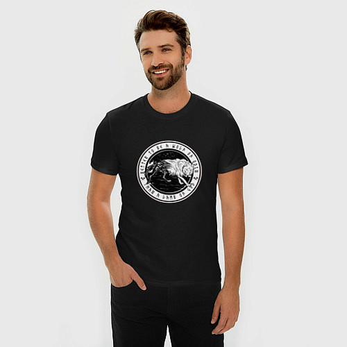 Мужская slim-футболка Волк Одина Odin Wolf / Черный – фото 3