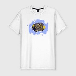 Мужская slim-футболка Тропический Императорский ангел - Pomacanthus impe
