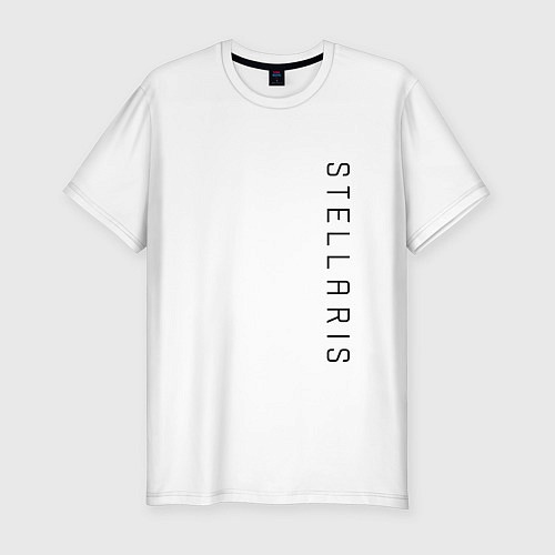 Мужская slim-футболка Стелларис Вертикальное лого / Белый – фото 1