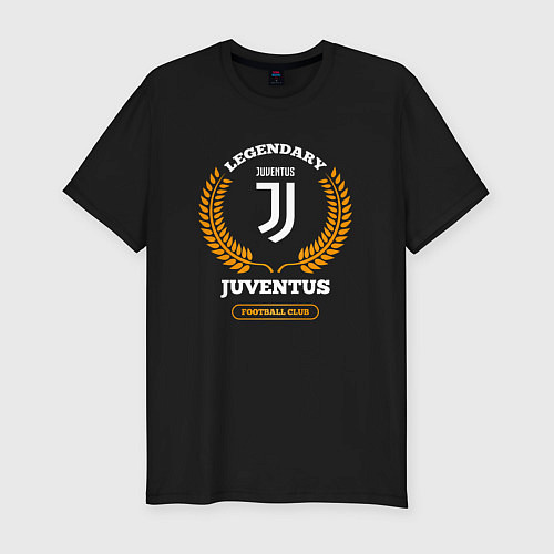 Мужская slim-футболка Лого Juventus и надпись Legendary Football Club / Черный – фото 1