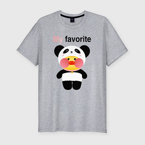 Мужская slim-футболка LaLaFanFan Panda / Меланж – фото 1