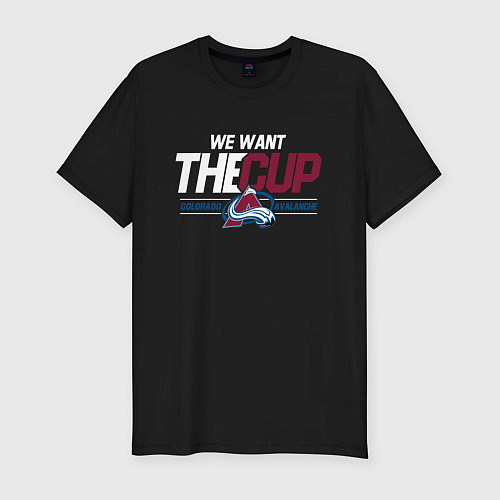 Мужская slim-футболка Colorado Avalanche We want the cup / Черный – фото 1