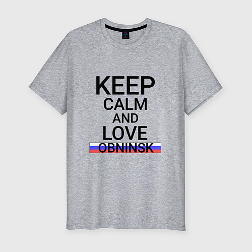 Мужская slim-футболка Keep calm Obninsk Обнинск / Меланж – фото 1