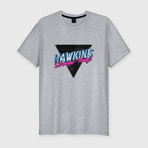 Мужская slim-футболка Hakwins Stranger Things Retrowave Neon / Меланж – фото 1