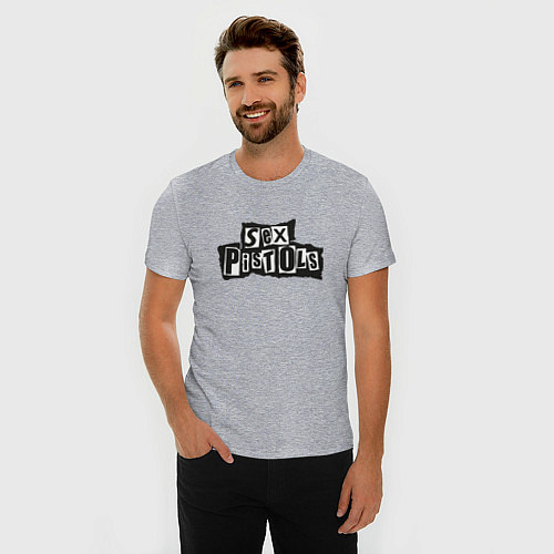 Мужская slim-футболка Секс Пистолз Логотип / Меланж – фото 3