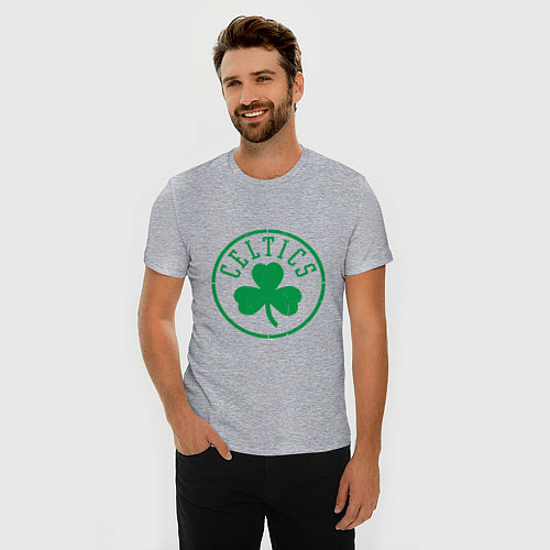 Мужская slim-футболка Celtics - Селтикс / Меланж – фото 3