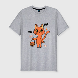 Мужская slim-футболка CAT FOR HALLOWEEN