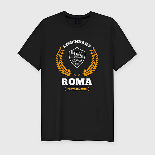 Мужская slim-футболка Лого Roma и надпись Legendary Football Club / Черный – фото 1