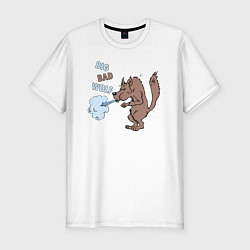 Мужская slim-футболка Большой злой волк из сказки Три Поросенка