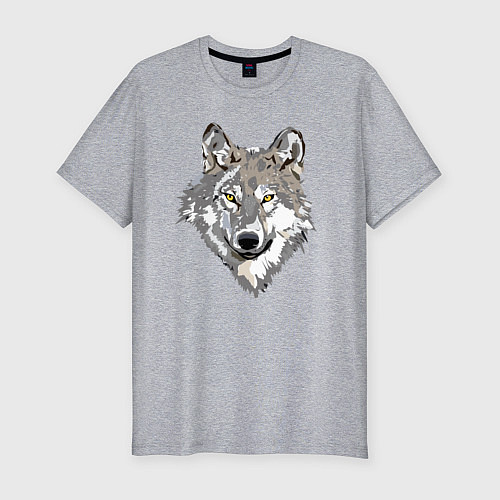 Мужская slim-футболка Волчья морда / Меланж – фото 1