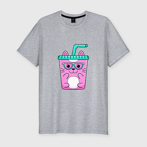 Мужская slim-футболка CAT COCKTAIL / Меланж – фото 1
