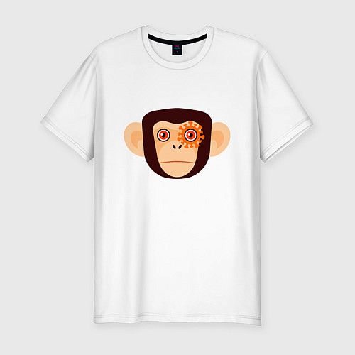 Мужская slim-футболка Злая кибер обезьяна / Белый – фото 1