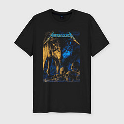 Футболка slim-fit Metallica Плакат волки, цвет: черный