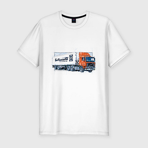 Мужская slim-футболка СОВТРАНСАВТО - Volvo F12 / Белый – фото 1