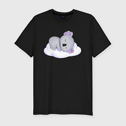 Футболка slim-fit Милая Коала Спит На Облачке, цвет: черный