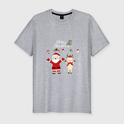 Футболка slim-fit SANTA CLAUS WITH A DEER, цвет: меланж