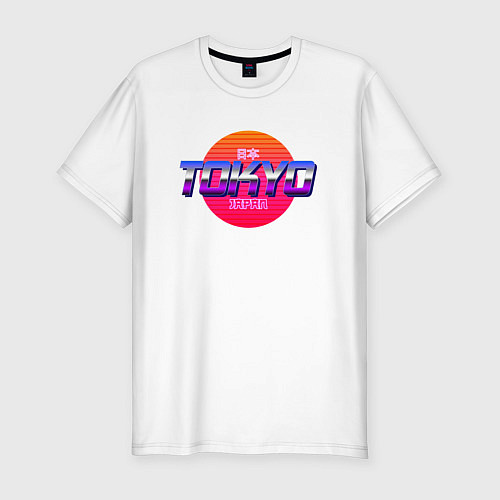 Мужская slim-футболка Retrowave Tokyo / Белый – фото 1