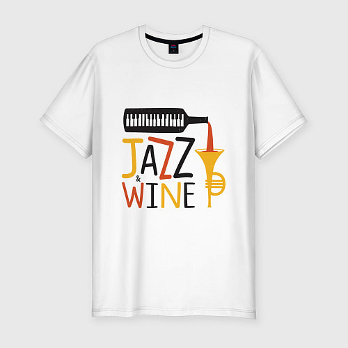 Мужская slim-футболка Jazz & Wine / Белый – фото 1