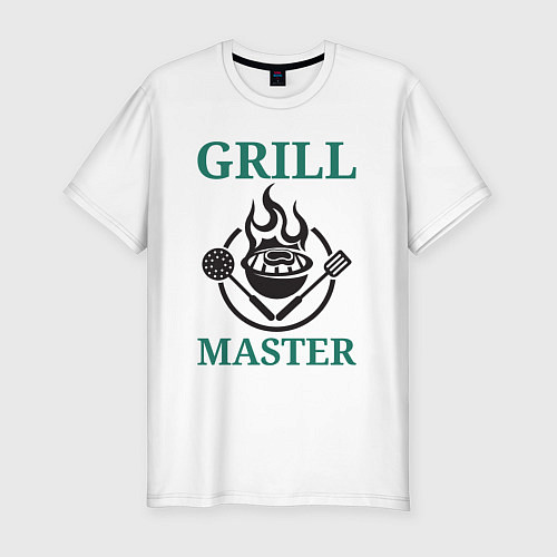 Мужская slim-футболка Гриль мастер текст Grill master / Белый – фото 1