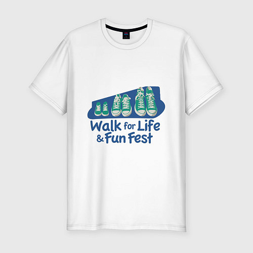 Мужская slim-футболка WALK FOR LIFE FUN FEST / Белый – фото 1