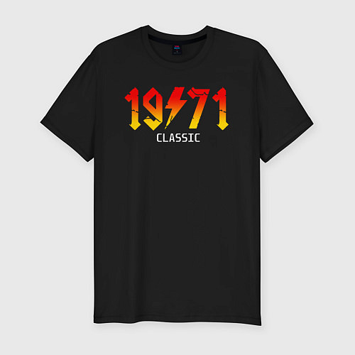 Мужская slim-футболка 1971 стилизация под ACDC / Черный – фото 1