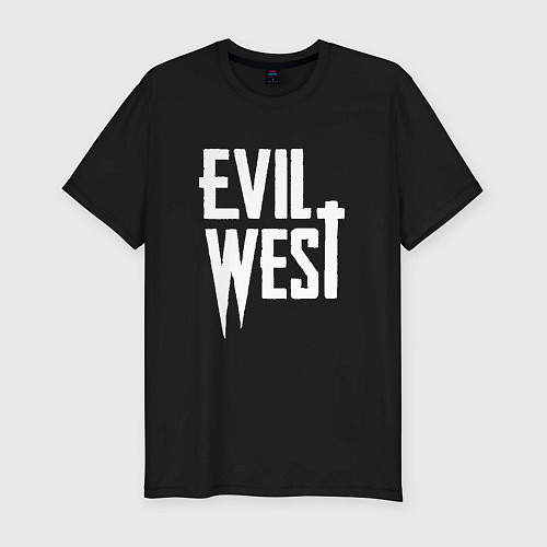 Мужская slim-футболка Evil west logo / Черный – фото 1