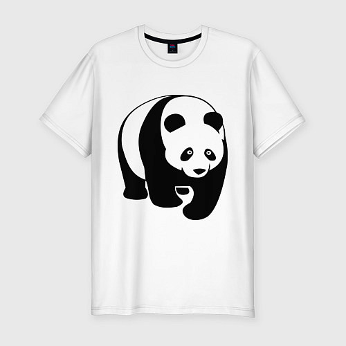 Мужская slim-футболка Папа панда / Белый – фото 1
