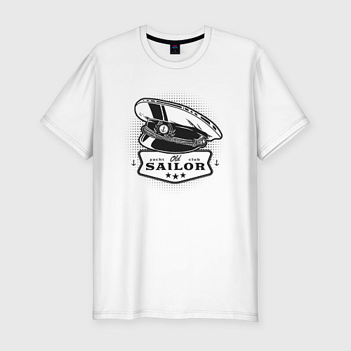 Мужская slim-футболка Фуражка кепка моряка - матроса / Белый – фото 1
