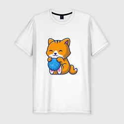 Мужская slim-футболка Рыженький котик