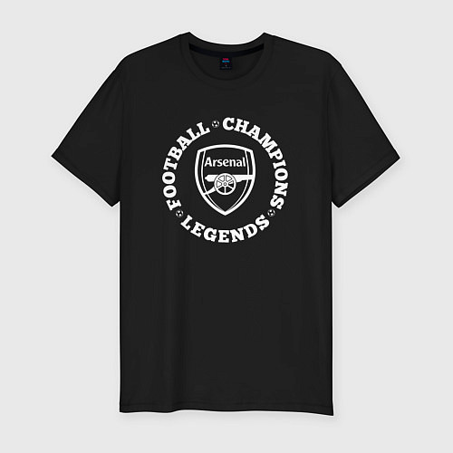 Мужская slim-футболка Символ Arsenal и надпись Football Legends and Cham / Черный – фото 1