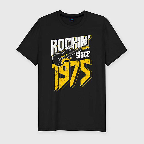Мужская slim-футболка Рок с 1975 года / Черный – фото 1