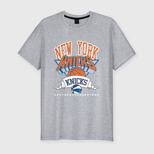 Мужская slim-футболка NEW YORK KNIKS NBA / Меланж – фото 1