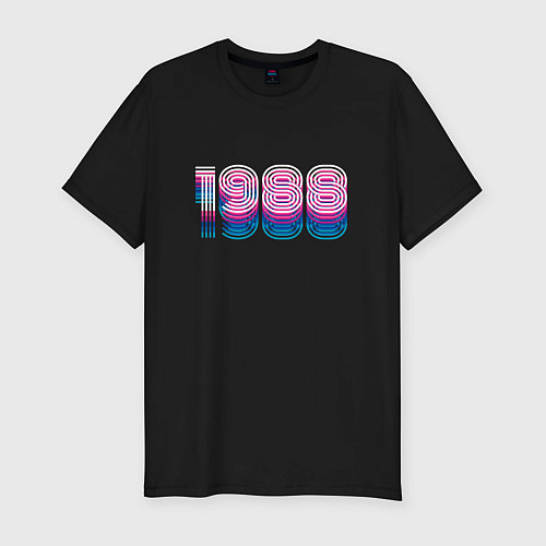 Мужская slim-футболка 1988 Год Ретро Неон / Черный – фото 1