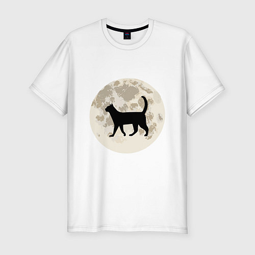 Мужская slim-футболка Лунная кошечка / Белый – фото 1