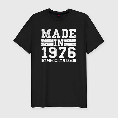 Мужская slim-футболка Сделан в 1976 / Черный – фото 1