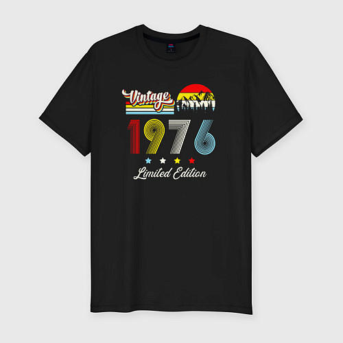 Мужская slim-футболка Винтаж 1976 ограниченная серия / Черный – фото 1