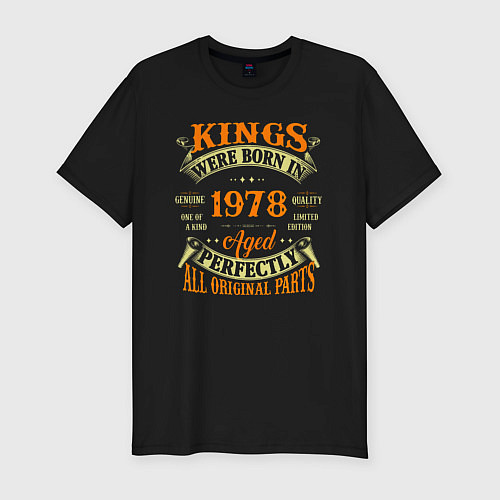 Мужская slim-футболка Король 1978 года рождения / Черный – фото 1