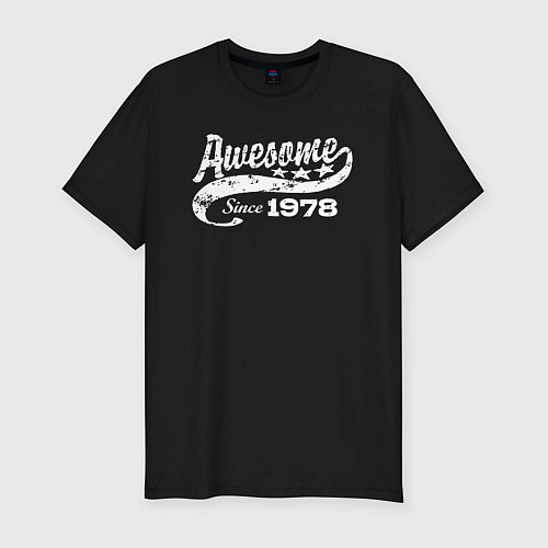 Мужская slim-футболка Awesome Since 1978 / Черный – фото 1