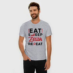 Футболка slim-fit Надпись: Eat Sleep Zelda Repeat, цвет: меланж — фото 2