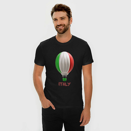 Мужская slim-футболка 3d aerostat Italy flag / Черный – фото 3