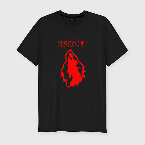 Мужская slim-футболка Red the wolf / Черный – фото 1