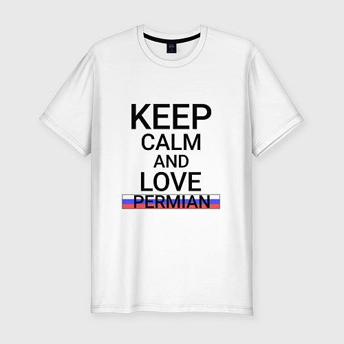 Мужская slim-футболка Keep calm Permian Пермь / Белый – фото 1